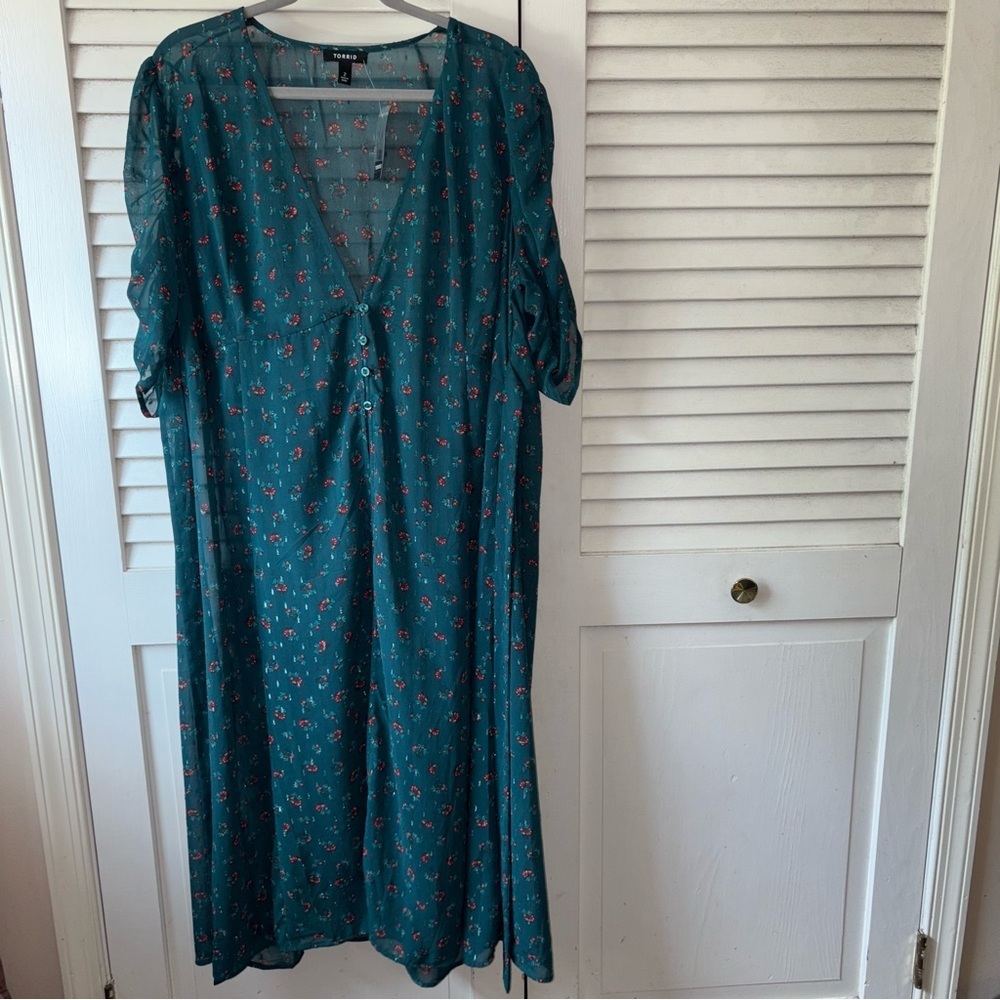 NWT Torrid Chiffon Ruched Sleeve Kimono size 2X - Picture 3 of 5